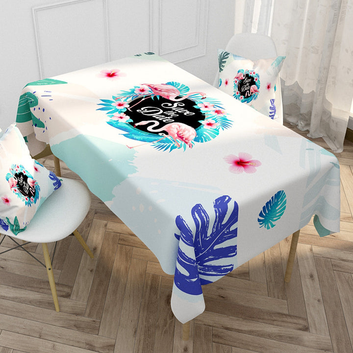 Floral bedrucktes Tischdecken- und Kissenbezug-Set