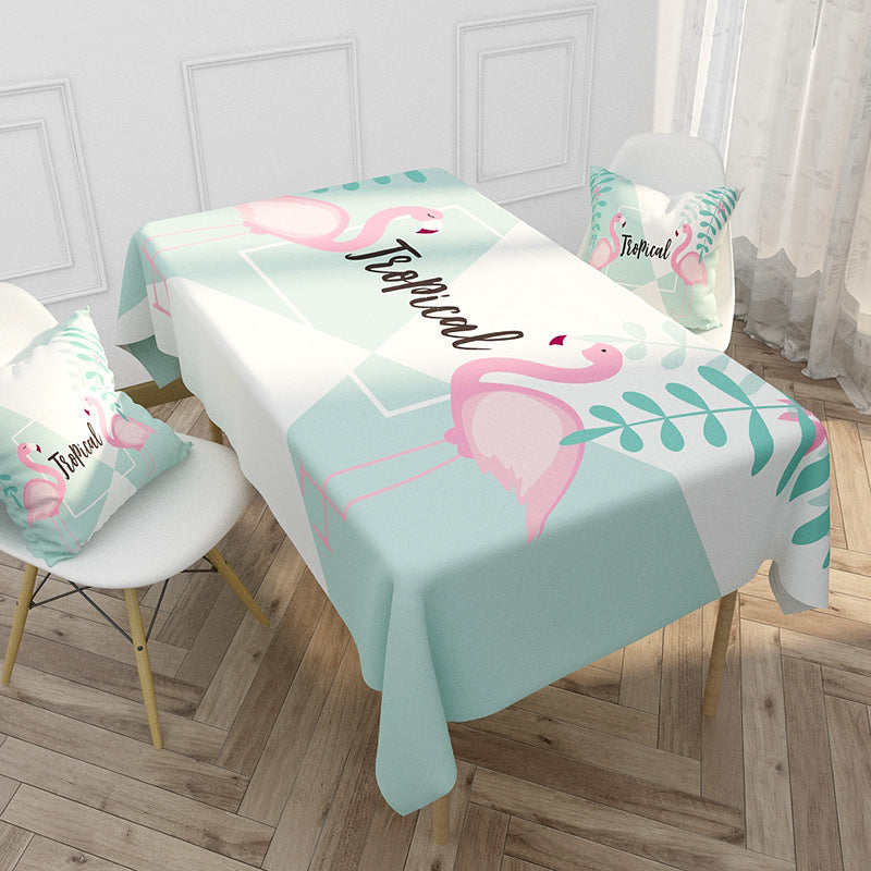 Floral bedrucktes Tischdecken- und Kissenbezug-Set