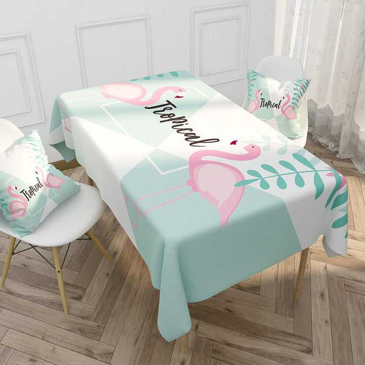 Floral bedrucktes Tischdecken- und Kissenbezug-Set