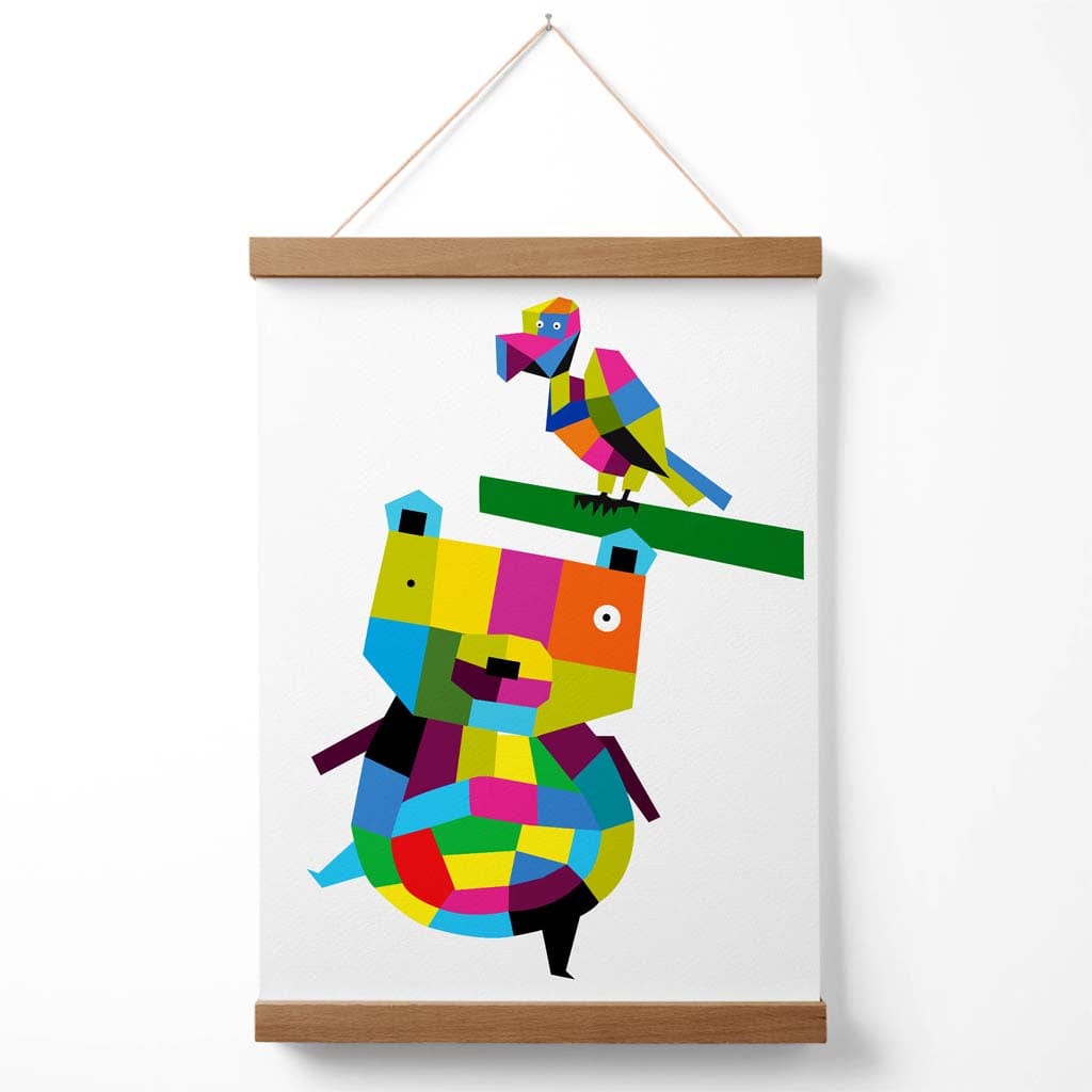 Bär Helle Geometrisches Tierposter mit Aufhänger