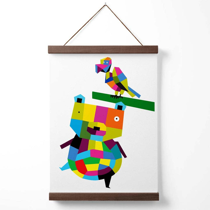 Bär Helle Geometrisches Tierposter mit Aufhänger