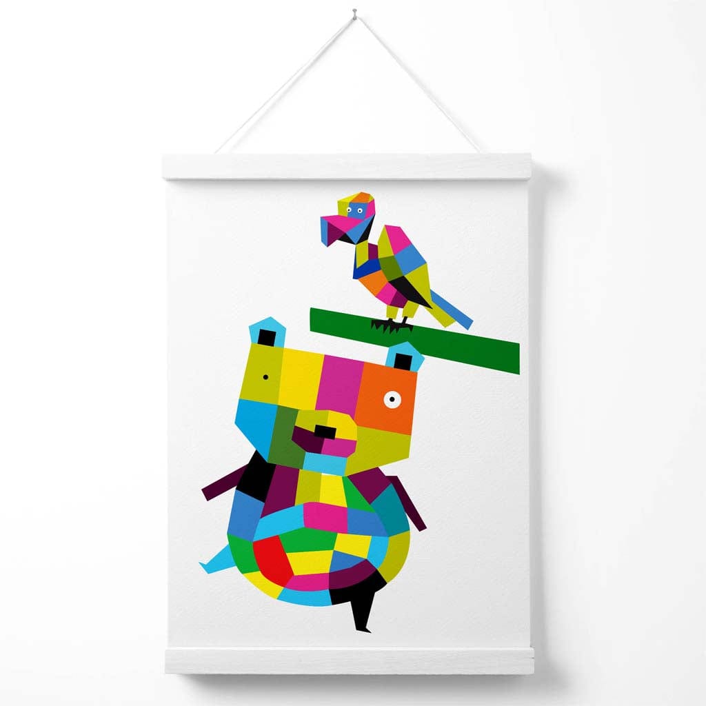 Bär Helle Geometrisches Tierposter mit Aufhänger