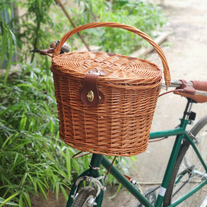 gewebter Rattan-Fahrrad-Vorderrkorb mit Schnellverschluss-Befestigungssystem Karnz