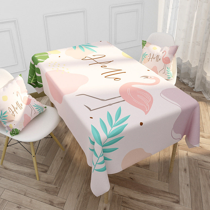 Floral bedrucktes Tischdecken- und Kissenbezug-Set