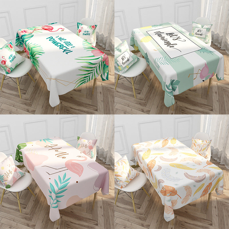 Floral bedrucktes Tischdecken- und Kissenbezug-Set