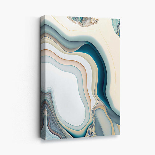 Abstrakter, zeitgenössischer Leinwanddruck in Beige und Blau Nr. 2