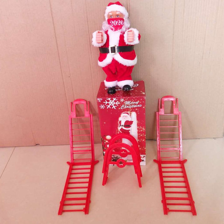 Dekorative Weihnachtsmann Dekofigur mit Leiter