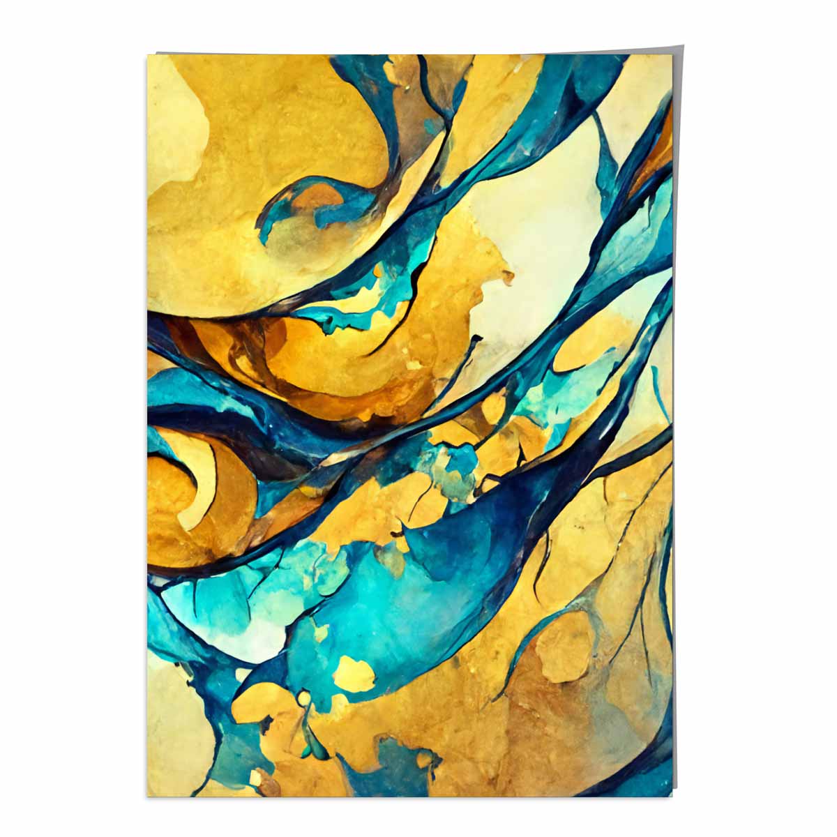 Abstrakter Kunstdruck in Gelb und Blau Nr. 1