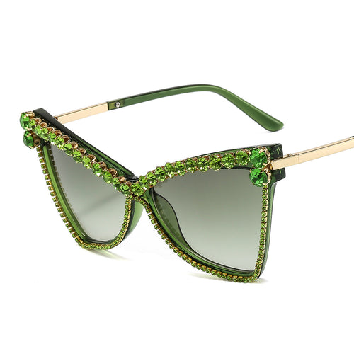 Damen extravagante Oversize-Sonnenbrille mit Schmucksteinen Karnz