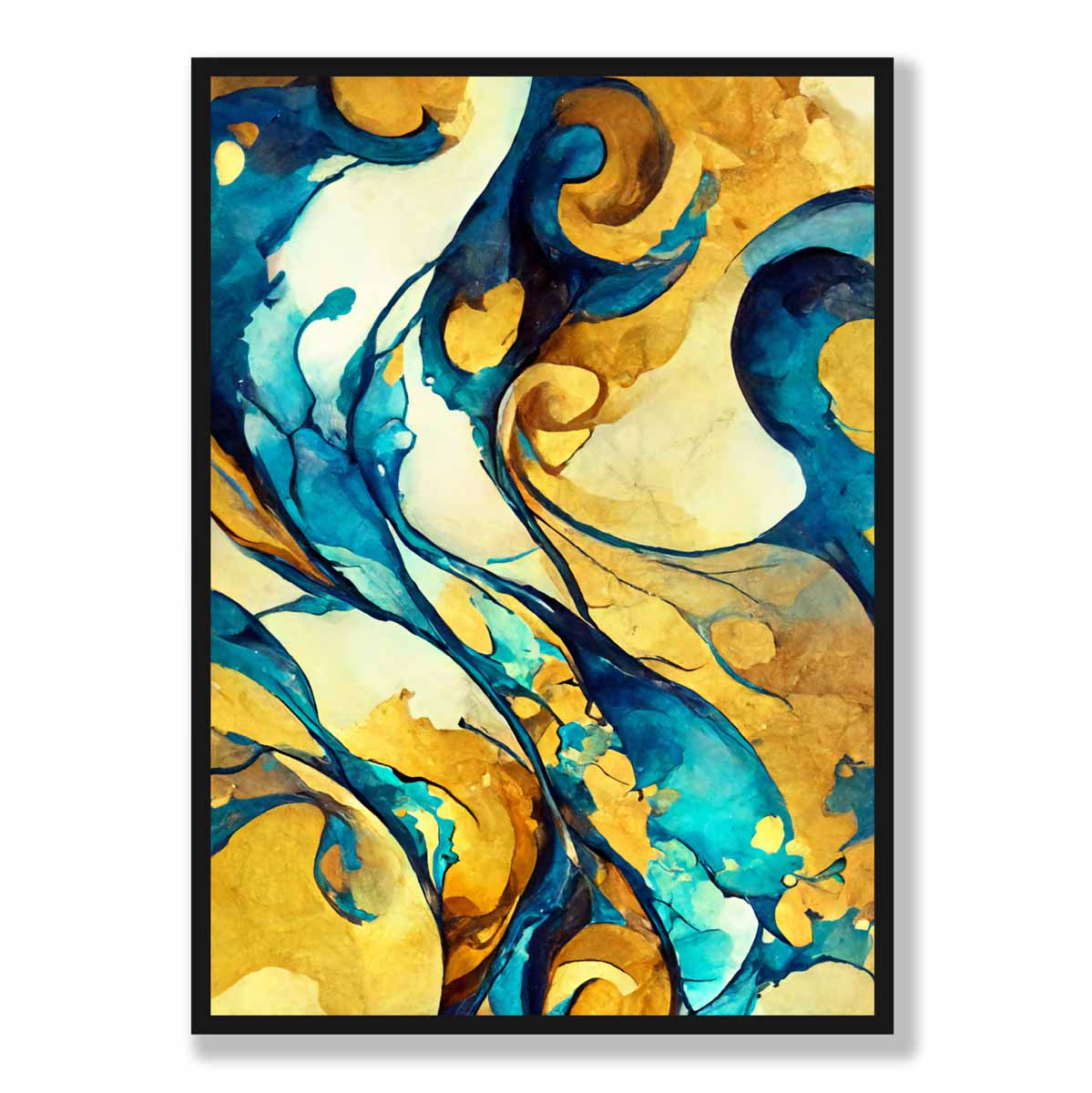 Abstrakter Kunstdruck in Gelb und Blau Nr. 3
