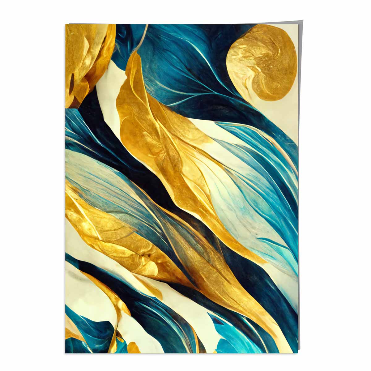 Abstrakter Kunstdruck in Gelb, Beige und Blau Nr. 3
