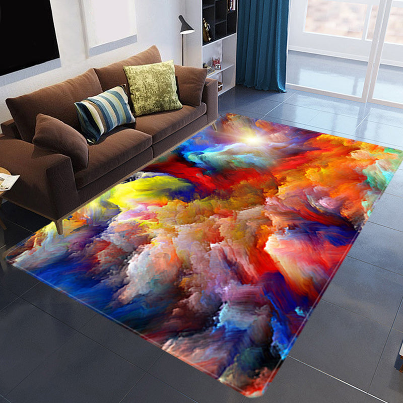 Großartiger 3D Abendwolken Teppich Mehrfarbig Moderner Teppich Synthetisch Waschbar Fleckenresistent Rutschfester Rücken Teppich für das Wohnzimmer