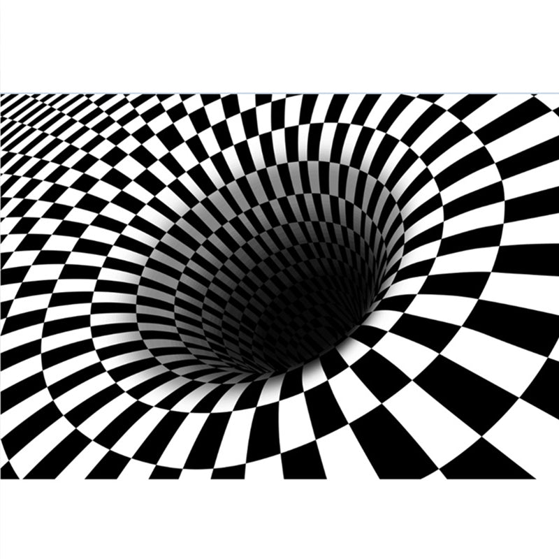 Modern Brain Deception 3D Teppich Schwarz Synthetischer Bereich Teppich Maschinenwaschbar Fleckenresistent Rutschfester Teppich für das Wohnzimmer