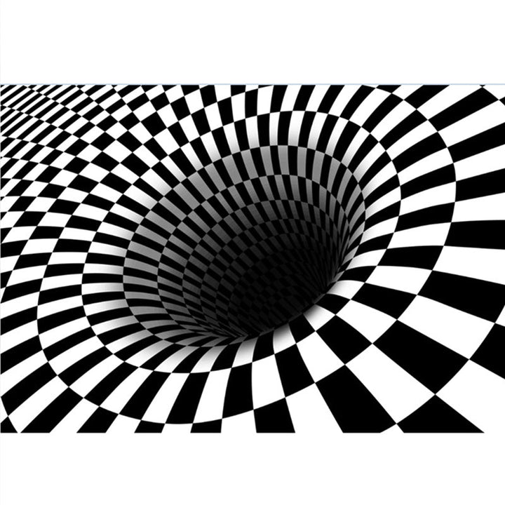 Modern Brain Deception 3D Teppich Schwarz Synthetischer Bereich Teppich Maschinenwaschbar Fleckenresistent Rutschfester Teppich für das Wohnzimmer