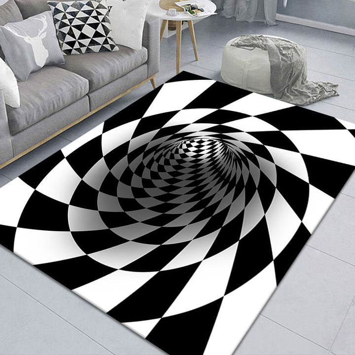 Modern Brain Deception 3D Teppich Schwarz Synthetischer Bereich Teppich Maschinenwaschbar Fleckenresistent Rutschfester Teppich für das Wohnzimmer