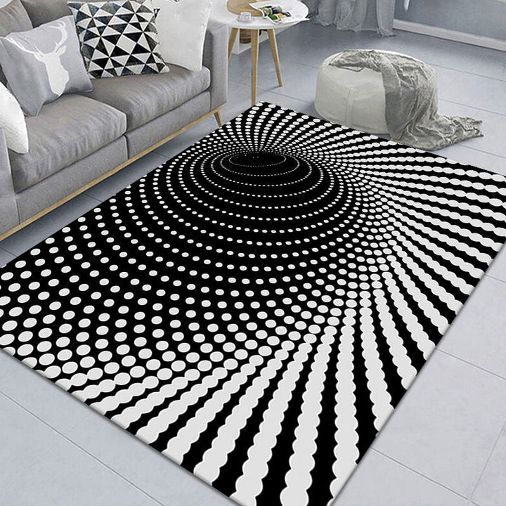 Modern Brain Deception 3D Teppich Schwarz Synthetischer Bereich Teppich Maschinenwaschbar Fleckenresistent Rutschfester Teppich für das Wohnzimmer