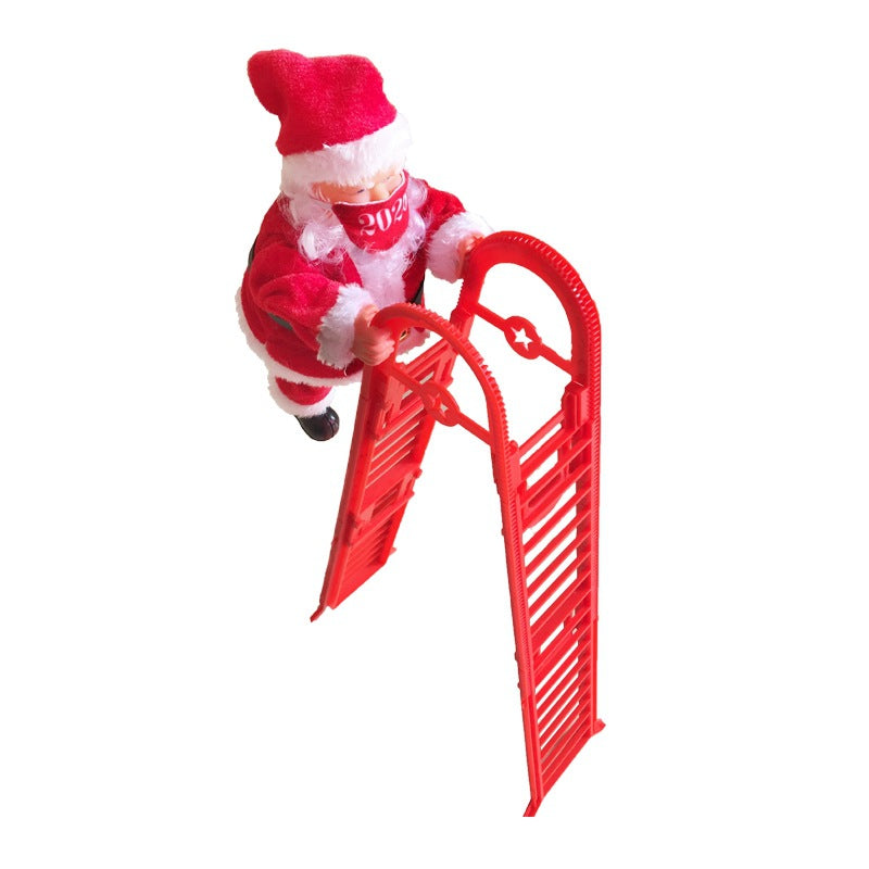 Dekorative Weihnachtsmann Dekofigur mit Leiter