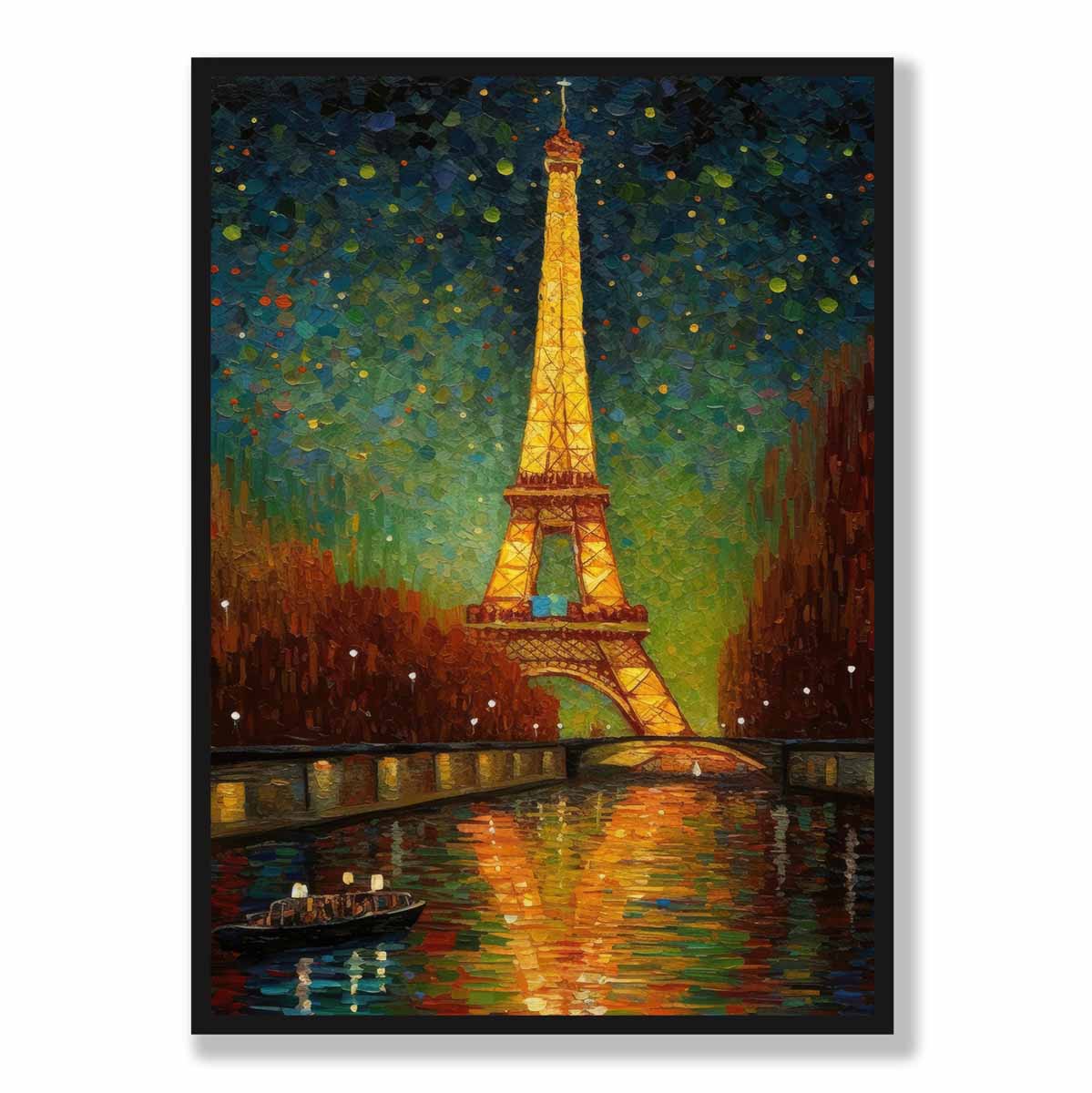Farbenfroher Kunstdruck eines Gemäldes von Paris bei Nacht