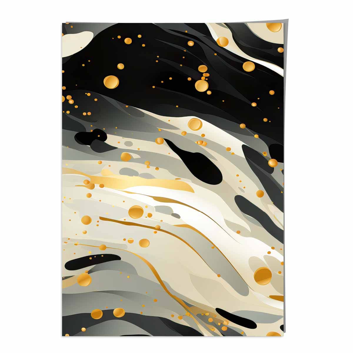 Abstrakter Kunstdruck „Fließendes Muster“ in Grau, Beige und Gold Nr. 3