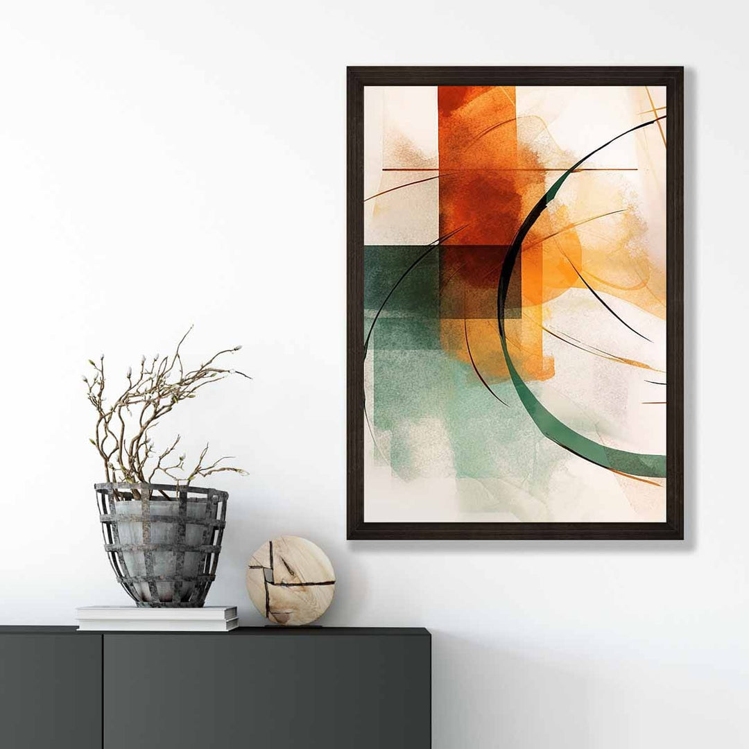 Abstrakte Formen Kunstdruck Grün und Orange Nr. 1