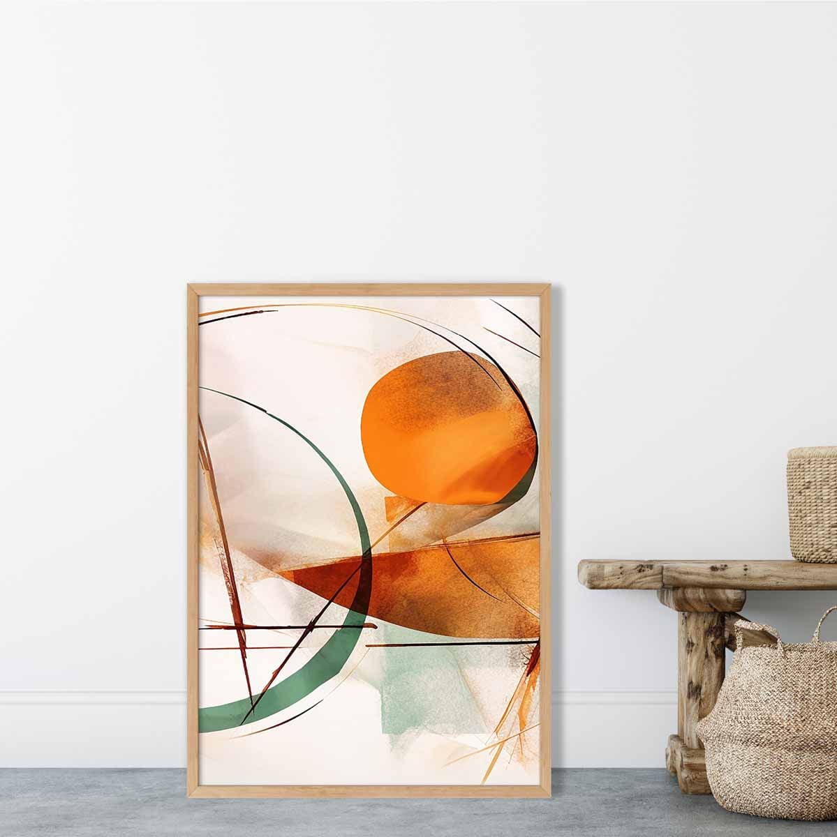 Abstrakte Formen Kunstdruck Grün und Orange Nr. 2