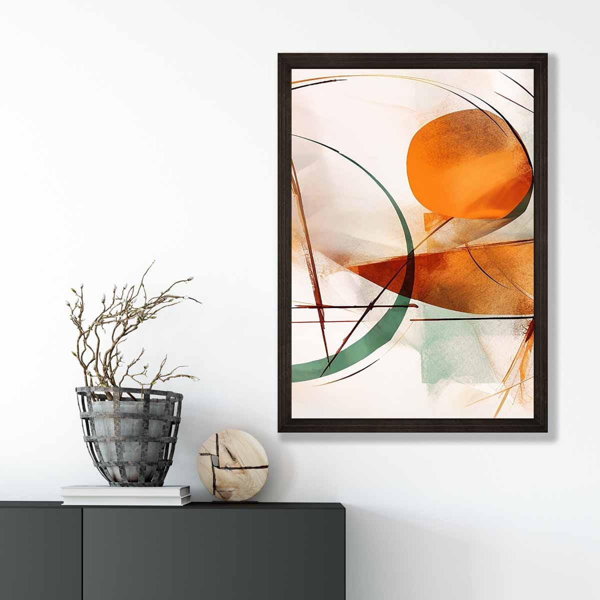 Abstrakte Formen Kunstdruck Grün und Orange Nr. 2