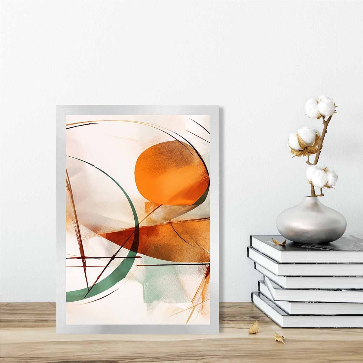 Abstrakte Formen Kunstdruck Grün und Orange Nr. 2
