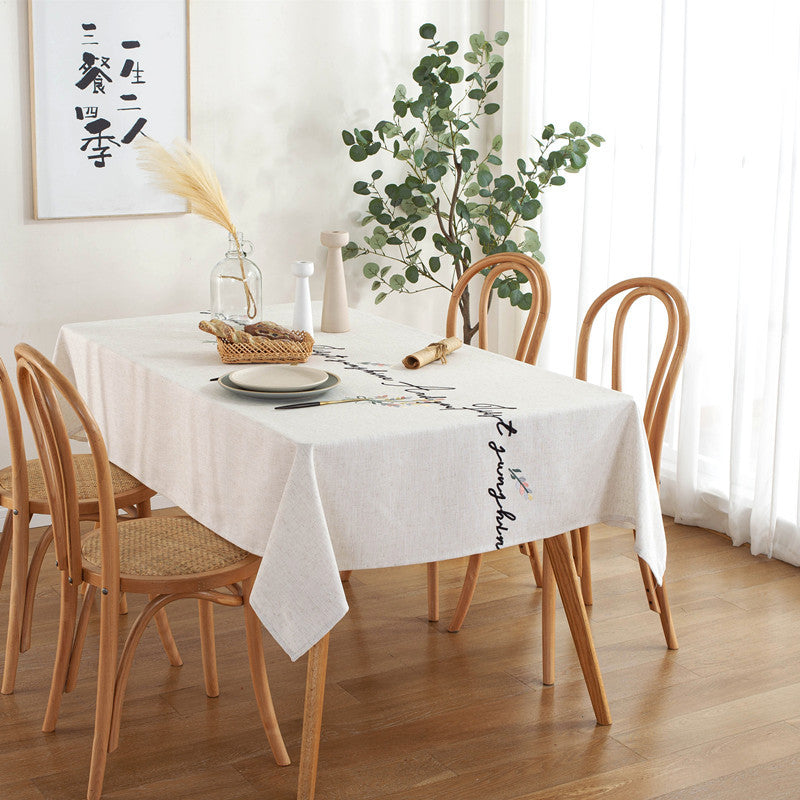 Bestickte Schrift Tischdecke