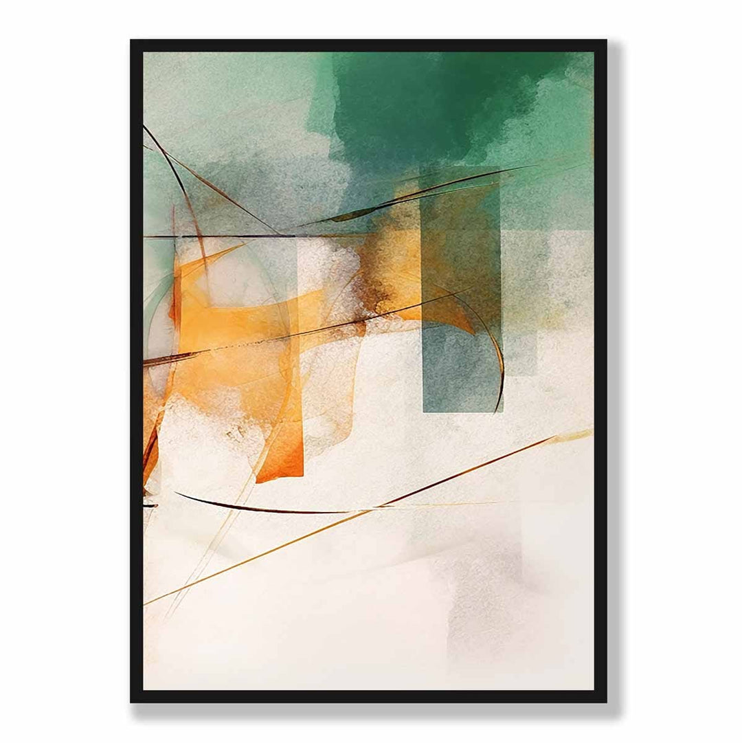Abstrakte Formen Kunstdruck Grün und Orange Nr. 3