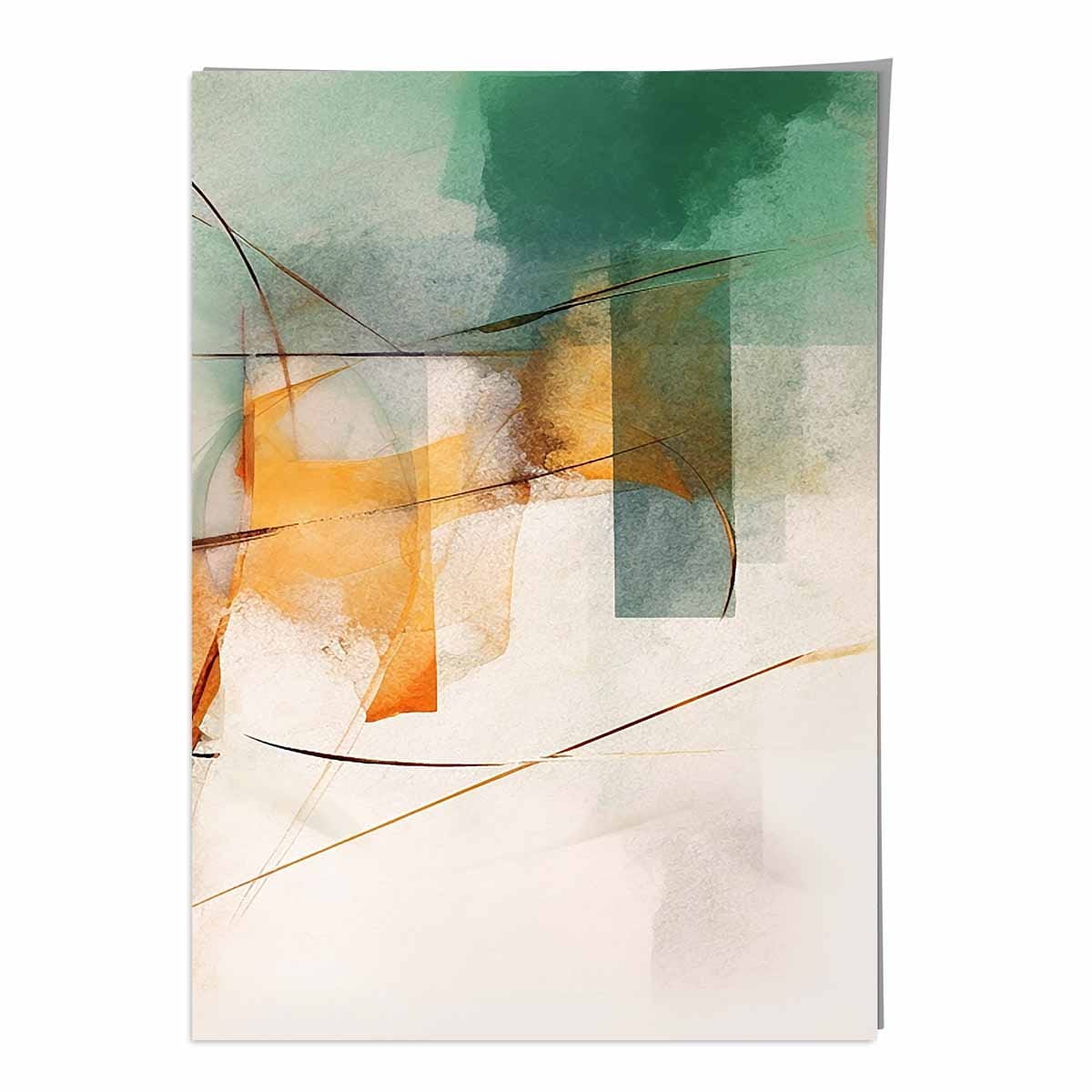 Abstrakte Formen Kunstdruck Grün und Orange Nr. 3