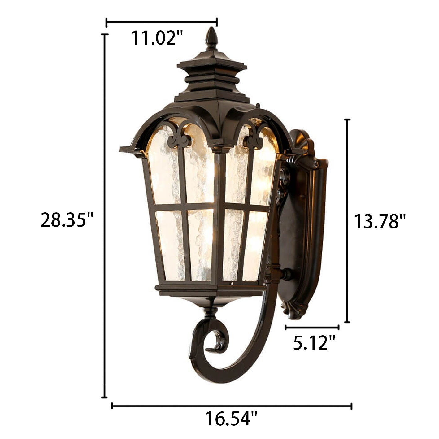 Europäische Retro-Wandlaterne aus Glas und Aluminium, wasserdicht, für den Außenbereich, 1-flammig