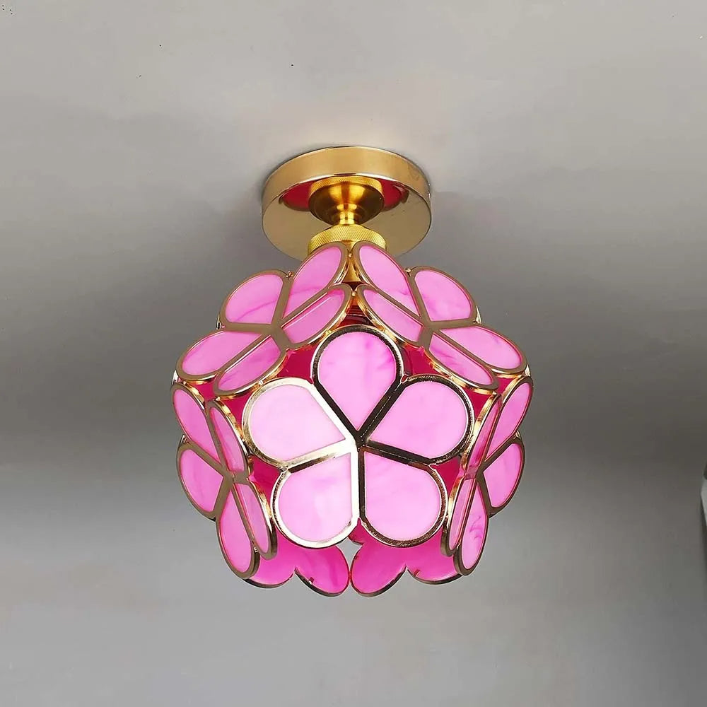 Künstlerische Glasschlussleuchte mit floralem Muster - FlowerHall | Karnz