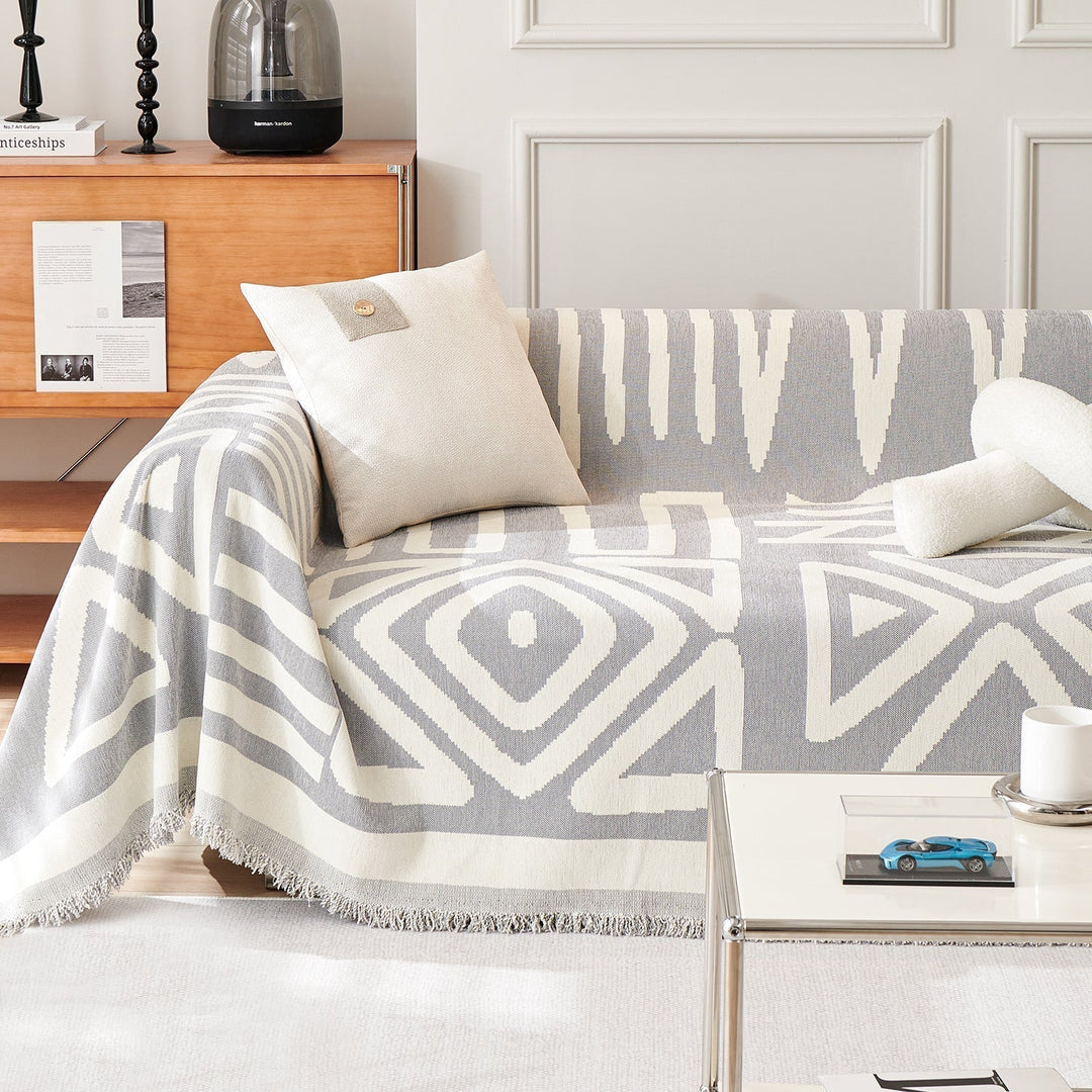 Geometrischer Boho-Stil Sofaüberzug - Modern, Stilvoll & Strapazierfähig Sofa Schutz | Karnz
