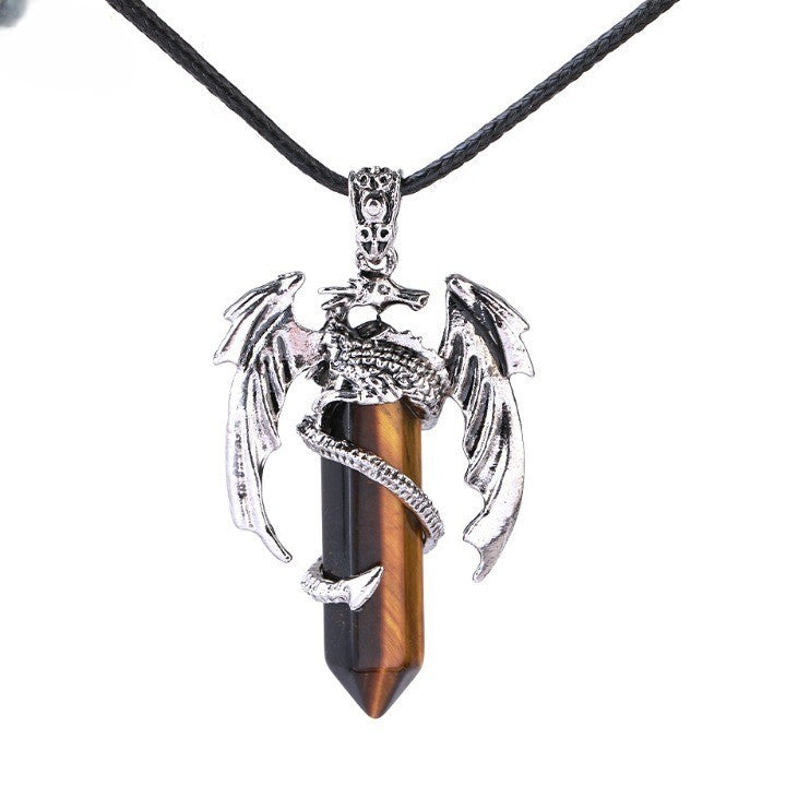 Karnz | Bohemian Stil Natürlicher Mystischer Edelstein Drachenanhänger