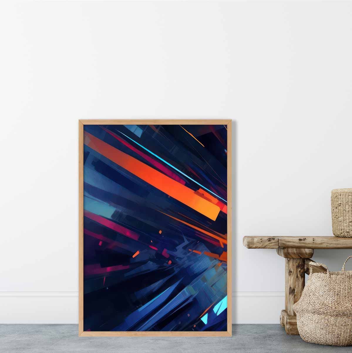 Abstrakte Formen Kunstdruck Blau Orange und Rot Nr. 2