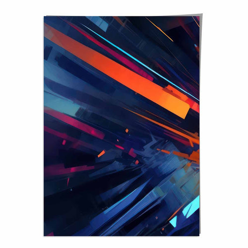 Abstrakte Formen Kunstdruck Blau Orange und Rot Nr. 2