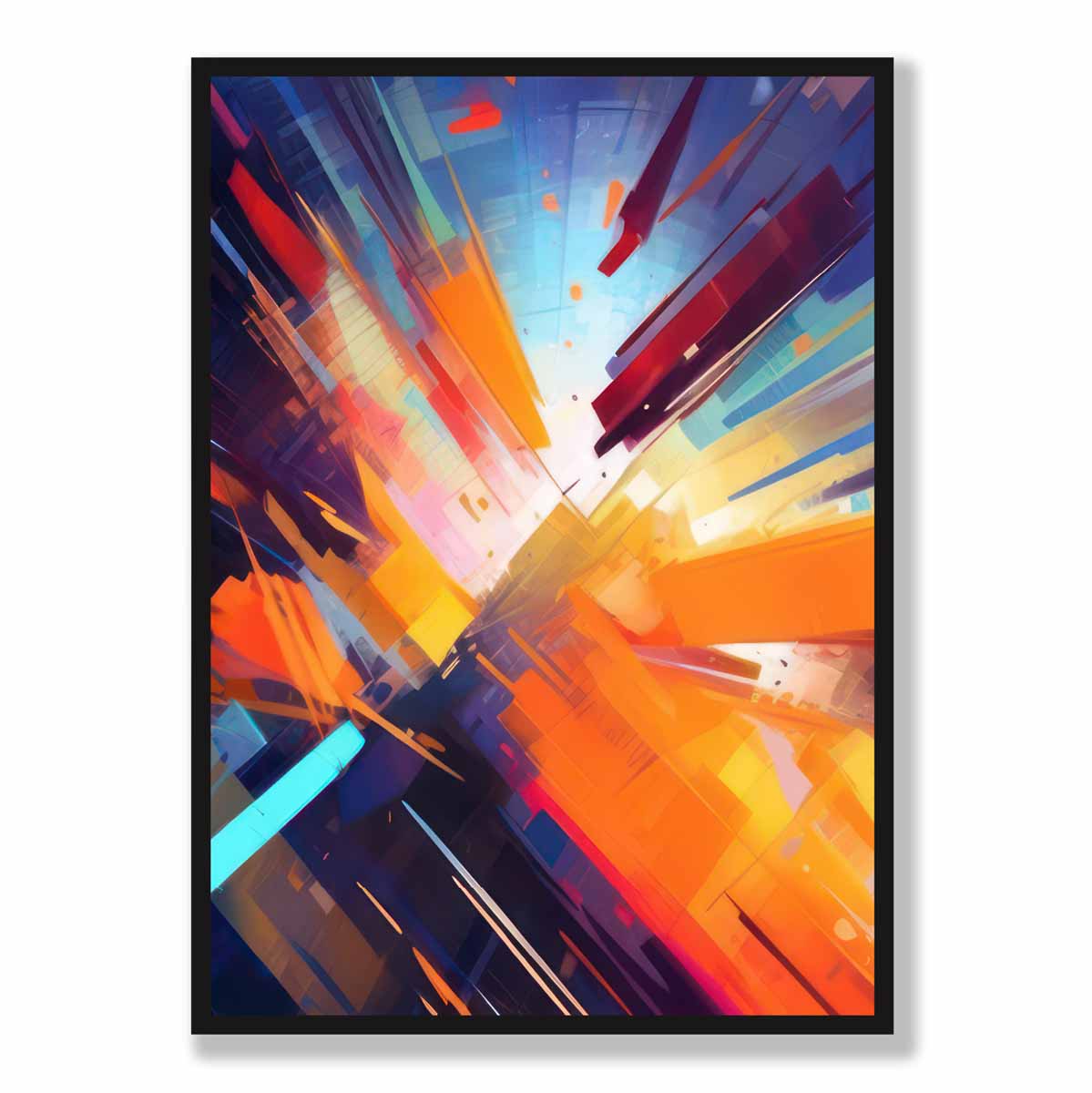 Abstrakte Formen Kunstdruck Blau Orange und Rot Nr. 3