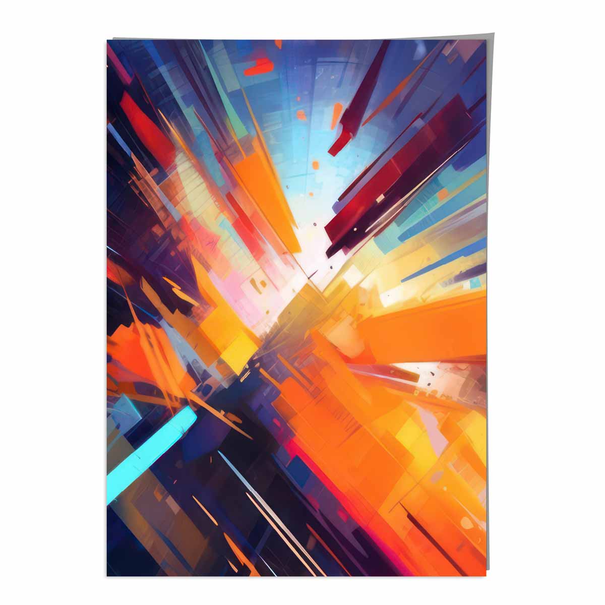Abstrakte Formen Kunstdruck Blau Orange und Rot Nr. 3