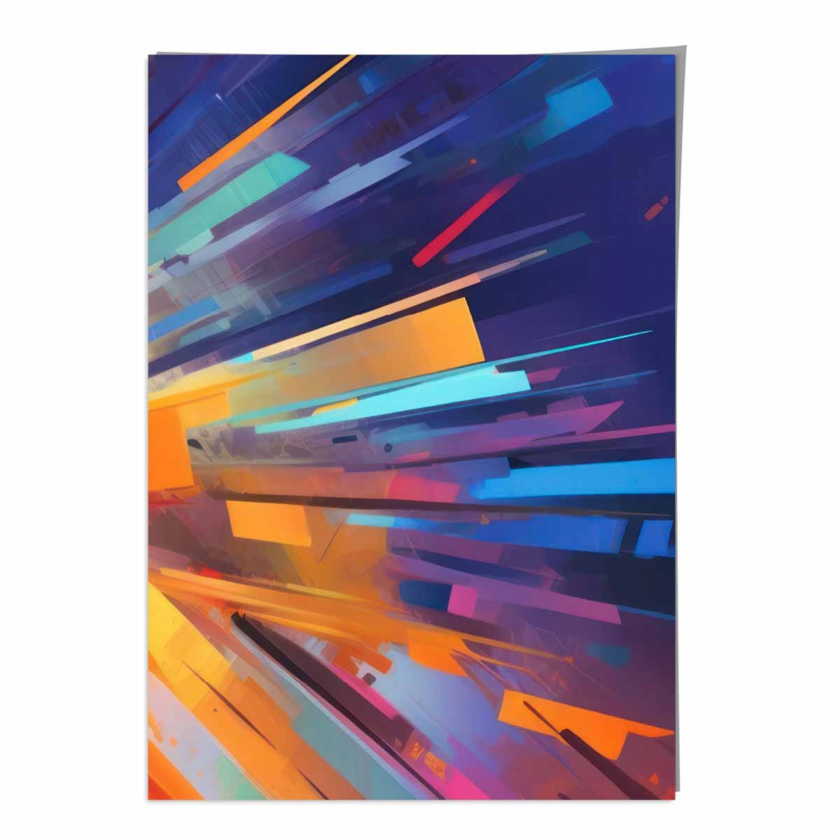 Abstrakte Formen Kunstdruck Blau Orange und Rot Nr. 4
