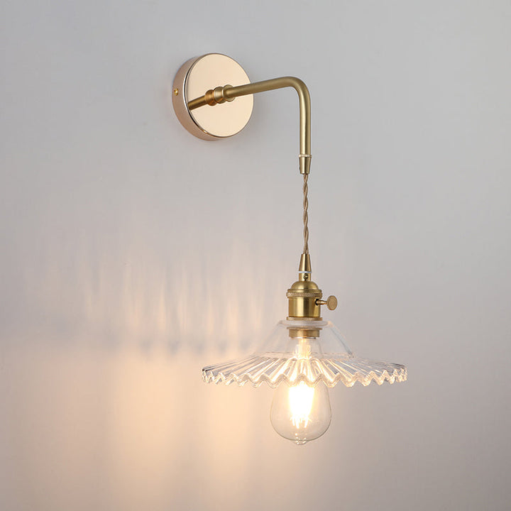 Schattierte Glastisch Wandlampe Vintage Einzel-Glühbirne Nachttisch Wandmontierte Lampe in Gold | Karnz