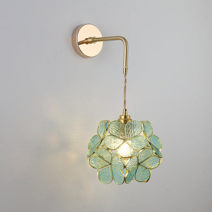Schattierte Glastisch Wandlampe Vintage Einzel-Glühbirne Nachttisch Wandmontierte Lampe in Gold | Karnz