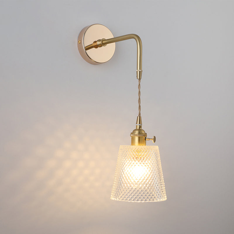 Schattierte Glastisch Wandlampe Vintage Einzel-Glühbirne Nachttisch Wandmontierte Lampe in Gold | Karnz