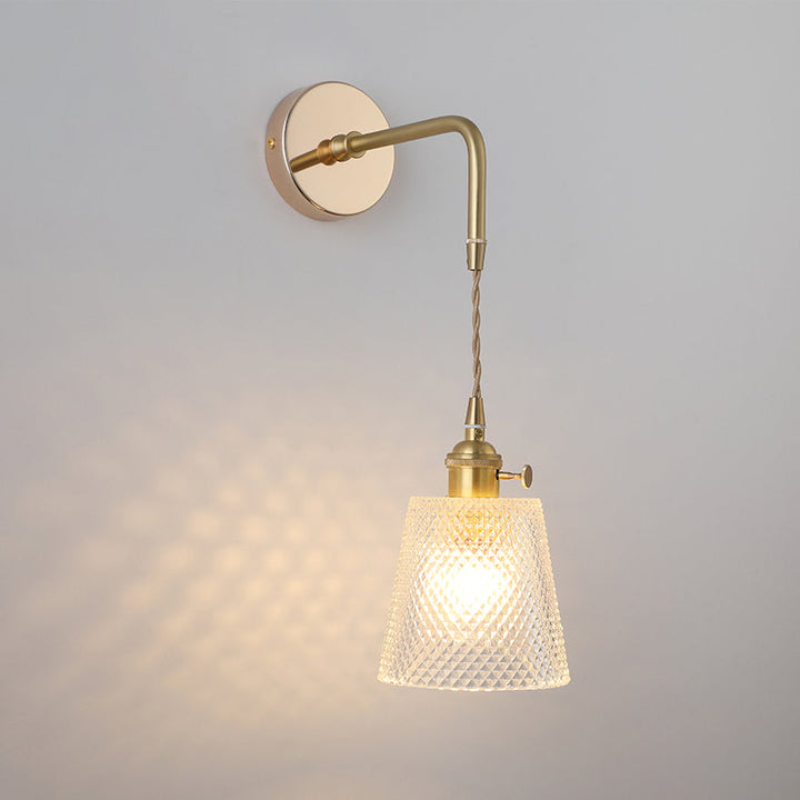 Schattierte Glastisch Wandlampe Vintage Einzel-Glühbirne Nachttisch Wandmontierte Lampe in Gold | Karnz