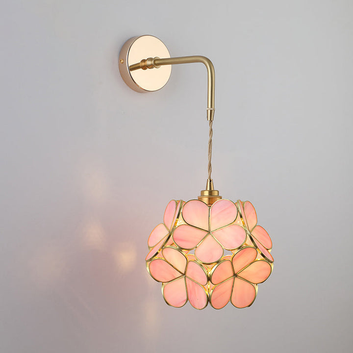 Schattierte Glastisch Wandlampe Vintage Einzel-Glühbirne Nachttisch Wandmontierte Lampe in Gold | Karnz