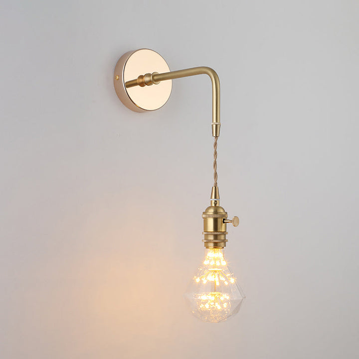Schattierte Glastisch Wandlampe Vintage Einzel-Glühbirne Nachttisch Wandmontierte Lampe in Gold | Karnz
