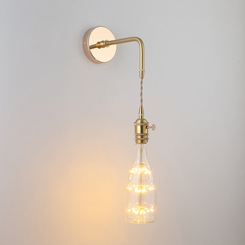 Schattierte Glastisch Wandlampe Vintage Einzel-Glühbirne Nachttisch Wandmontierte Lampe in Gold | Karnz