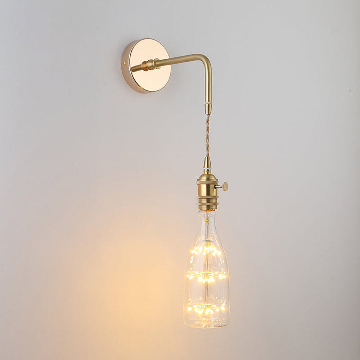 Schattierte Glastisch Wandlampe Vintage Einzel-Glühbirne Nachttisch Wandmontierte Lampe in Gold | Karnz