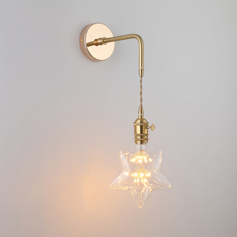 Schattierte Glastisch Wandlampe Vintage Einzel-Glühbirne Nachttisch Wandmontierte Lampe in Gold | Karnz