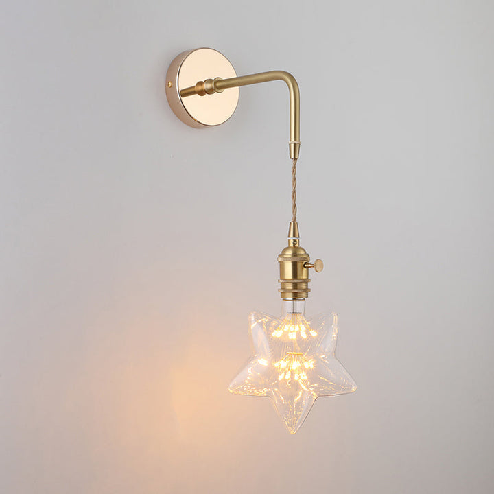 Schattierte Glastisch Wandlampe Vintage Einzel-Glühbirne Nachttisch Wandmontierte Lampe in Gold | Karnz