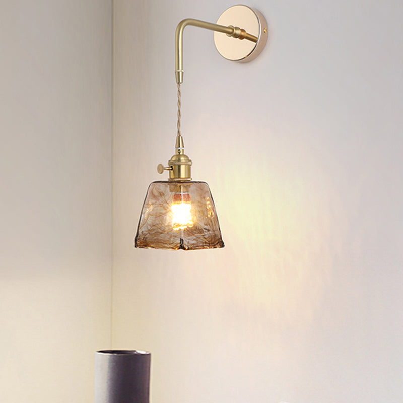 Schattierte Glastisch Wandlampe Vintage Einzel-Glühbirne Nachttisch Wandmontierte Lampe in Gold | Karnz